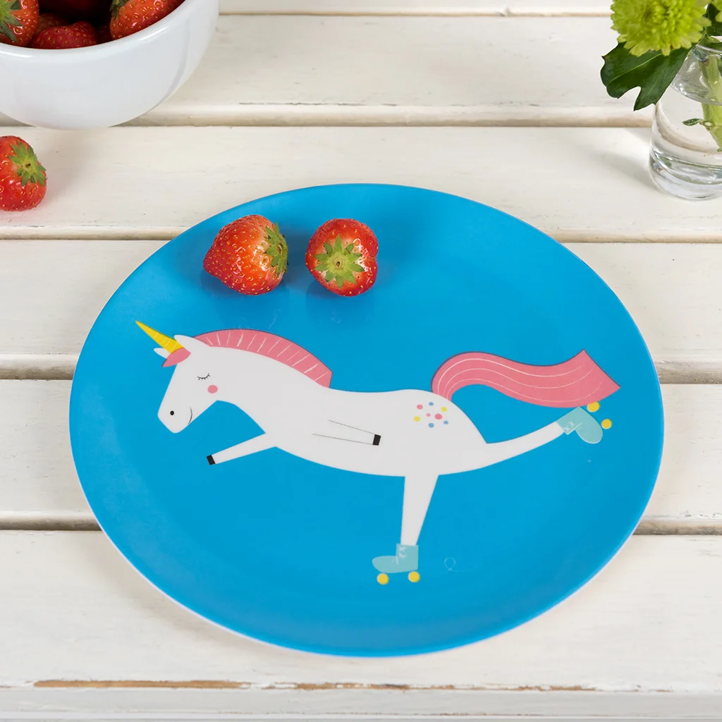 assiette en mélamine licorne