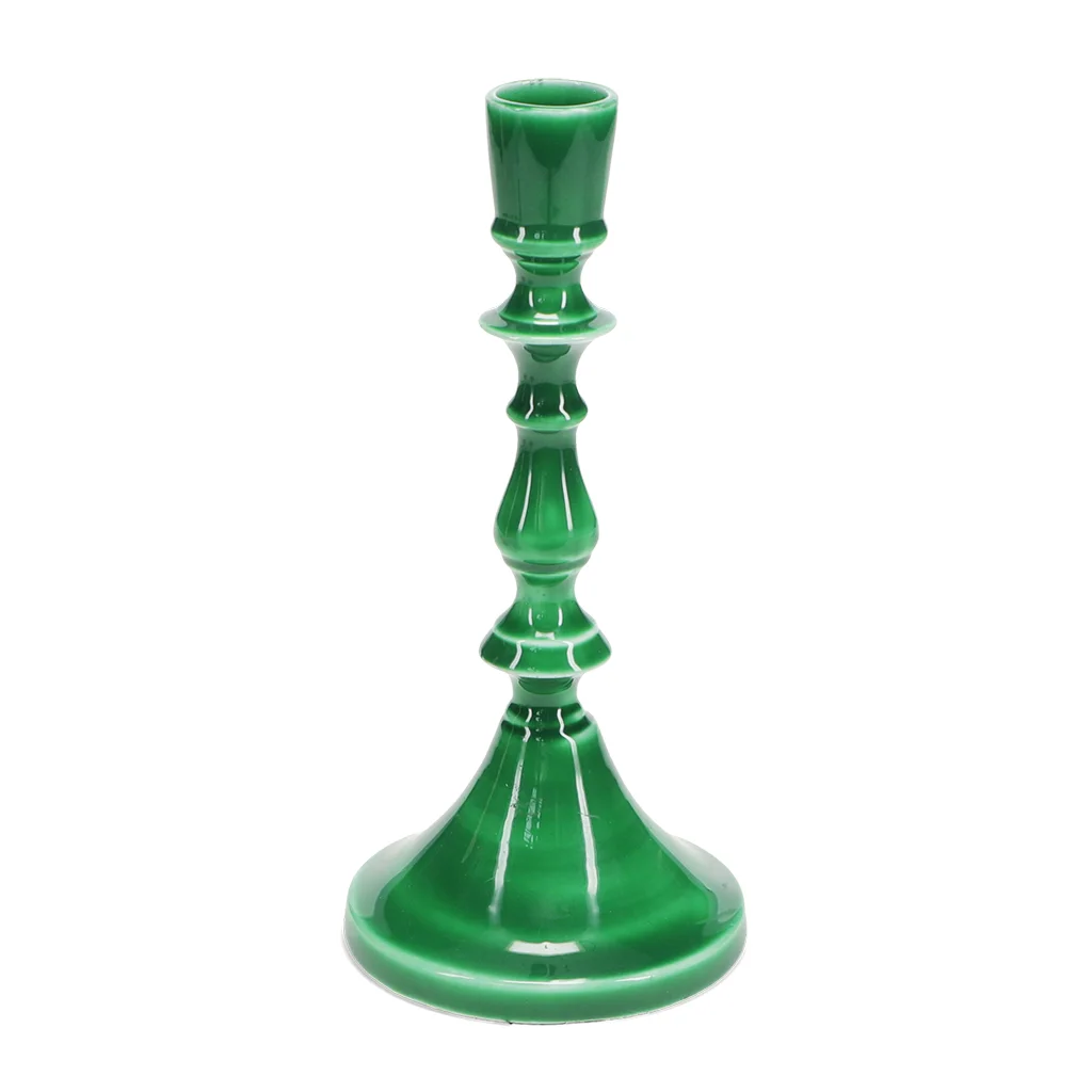 enamel candlestick (19cm) - dark green