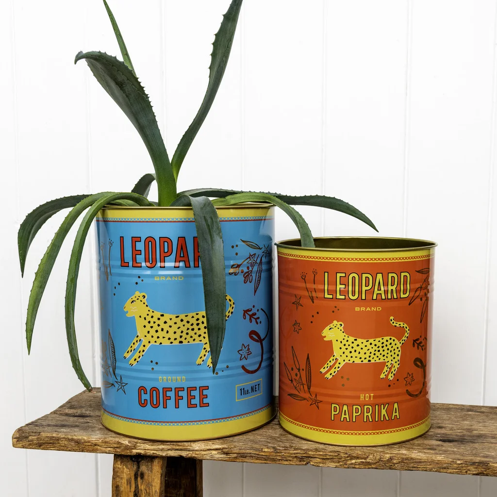 xl storage tins (set of 2) - leopard