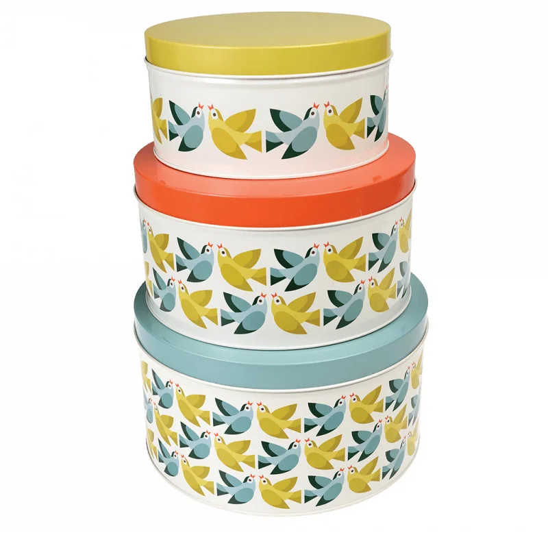 latas redondas love birds (juego de 3)