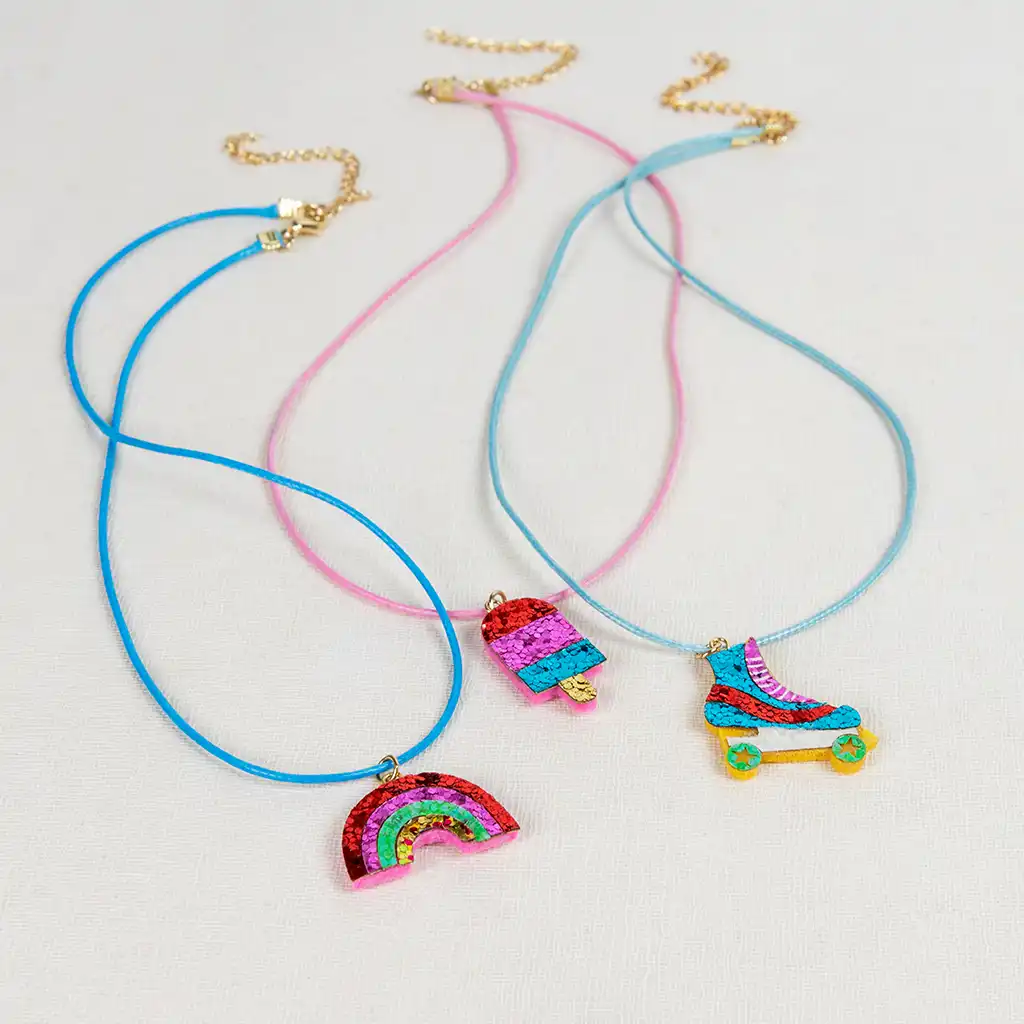 children's glitter necklace - roller skate