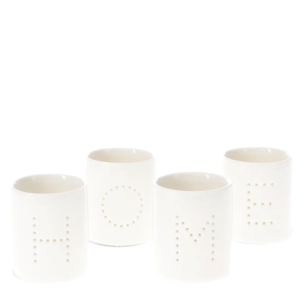 glossy ceramic tealight holders (set of 4) - home