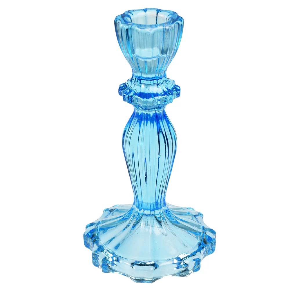 grand bougeoir en verre bleu