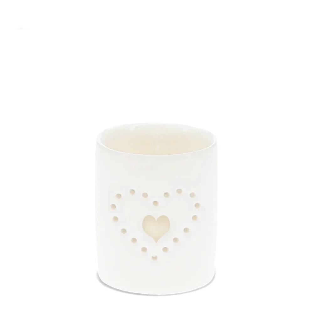 glossy ceramic tealight holder - heart