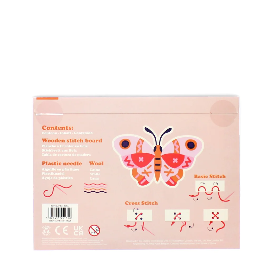 kit apprendre de la couture au point main en bois - papillon