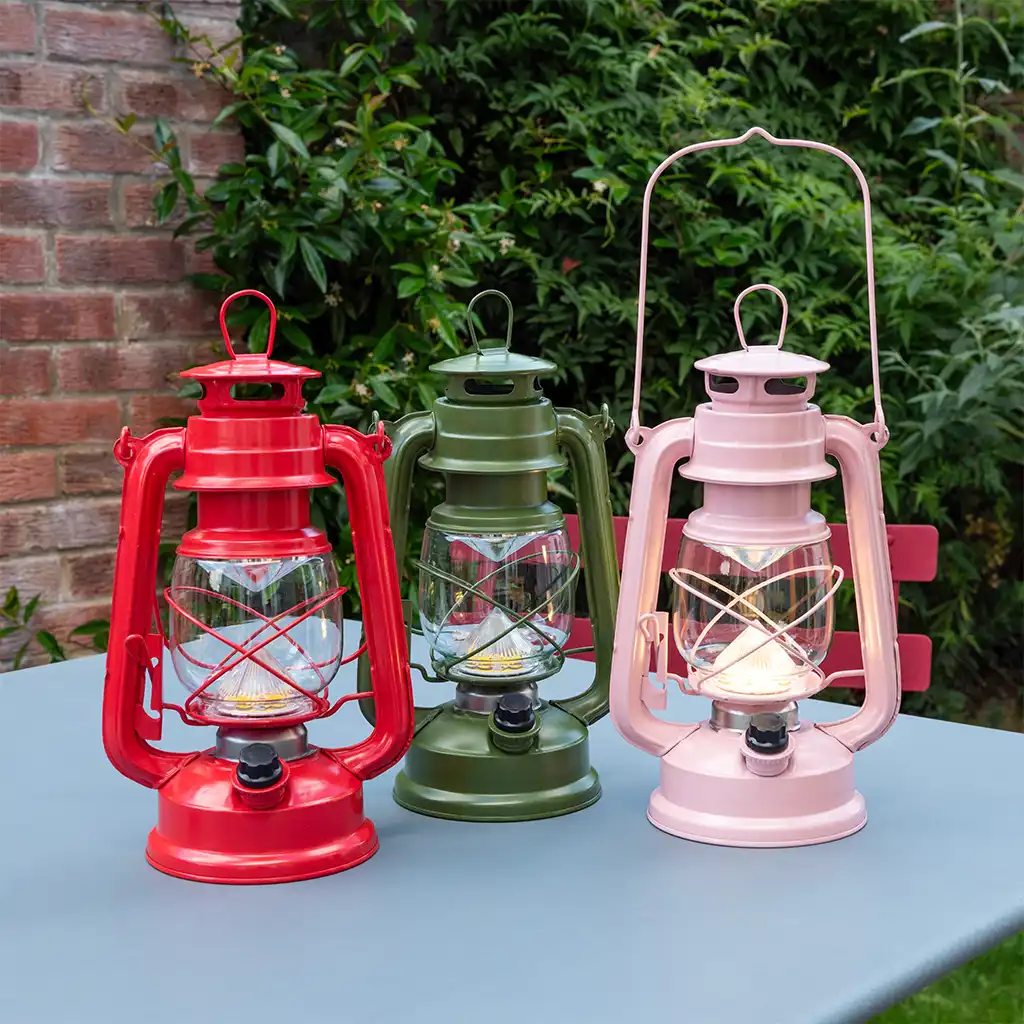 led hurricane lantern - pink