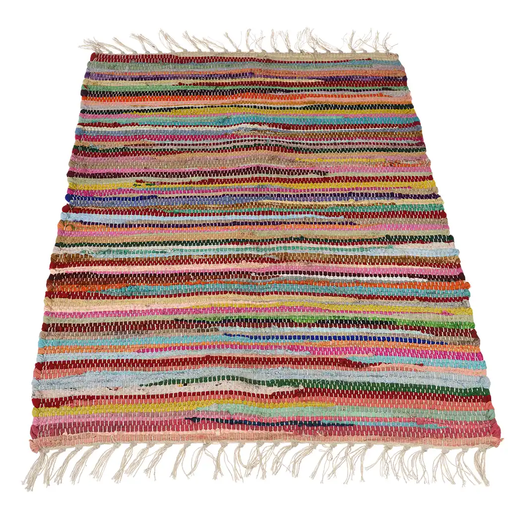 tapis multicolore en coton teinté à la main (90x60 cm)