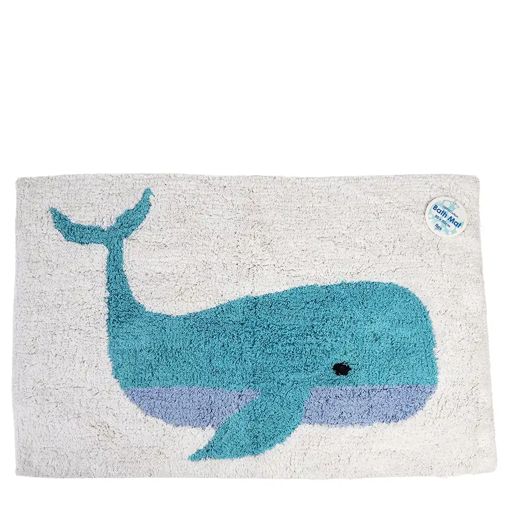 tapis de bain en coton tufté baleine