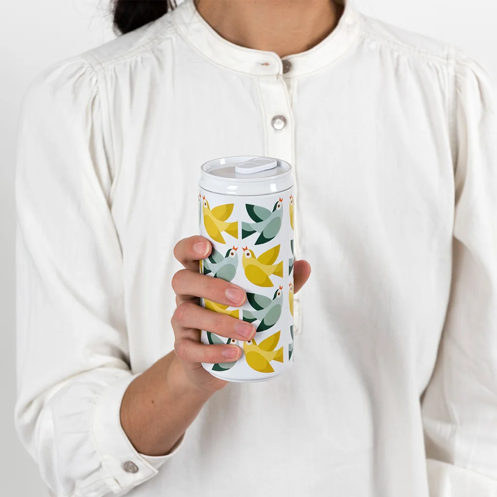 reusable eco can water bottle (330ml) - love birds