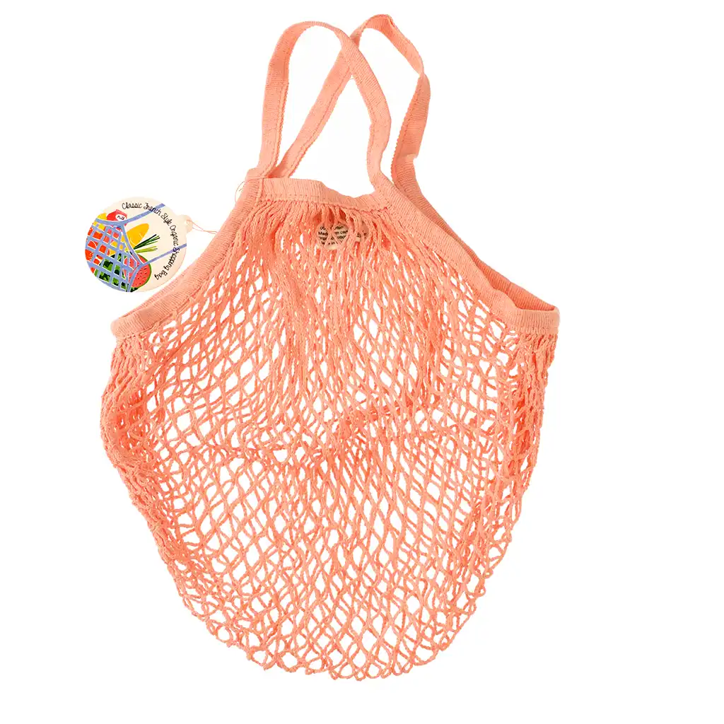 sac filet à provision corail en coton biologique