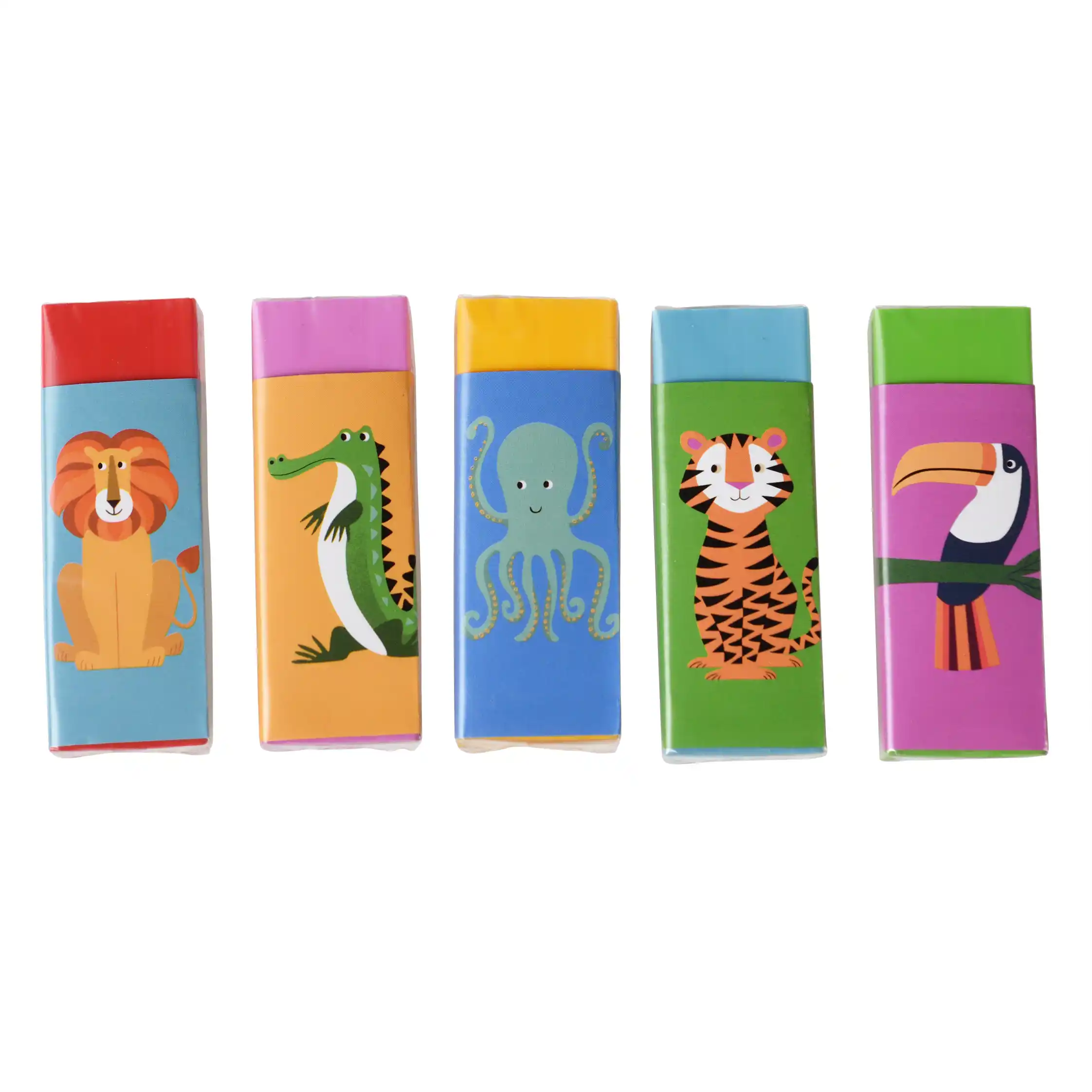 erasers (set of 5) - colourful creatures