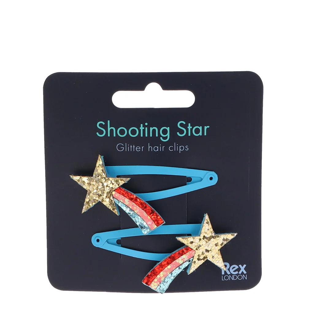 glitter hair clips (set of 2) - shooting star