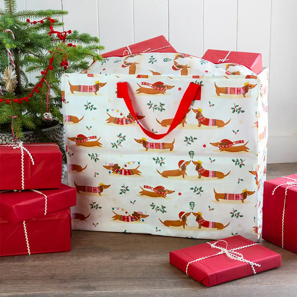 jumbo storage bag - festive sausage dog