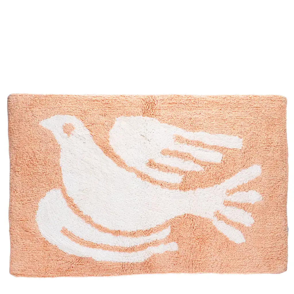 tapis de bain tufté en coton - colombe blanche