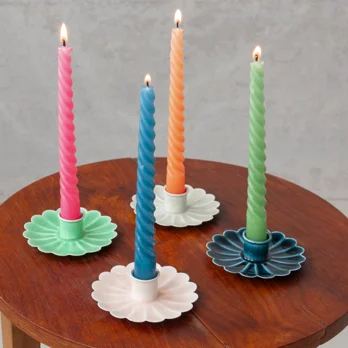 enamel flat flower candle holder - green enamel flat flower candle holder - green