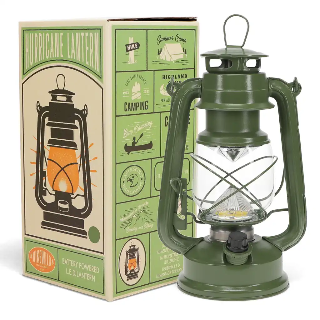 led hurricane lantern - green