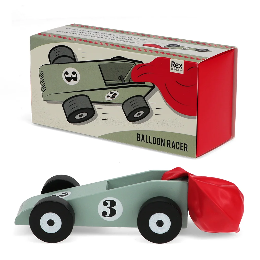 wooden balloon-powered racing car