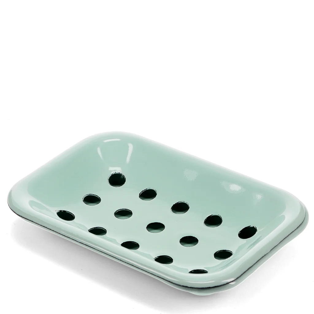 two-part enamel soap dish - green