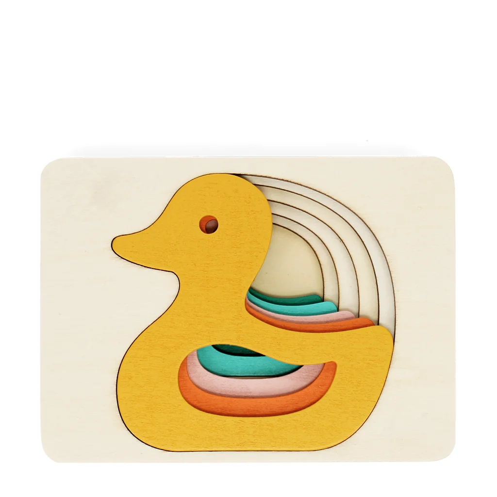 wooden layered puzzle (5 pieces) - duck