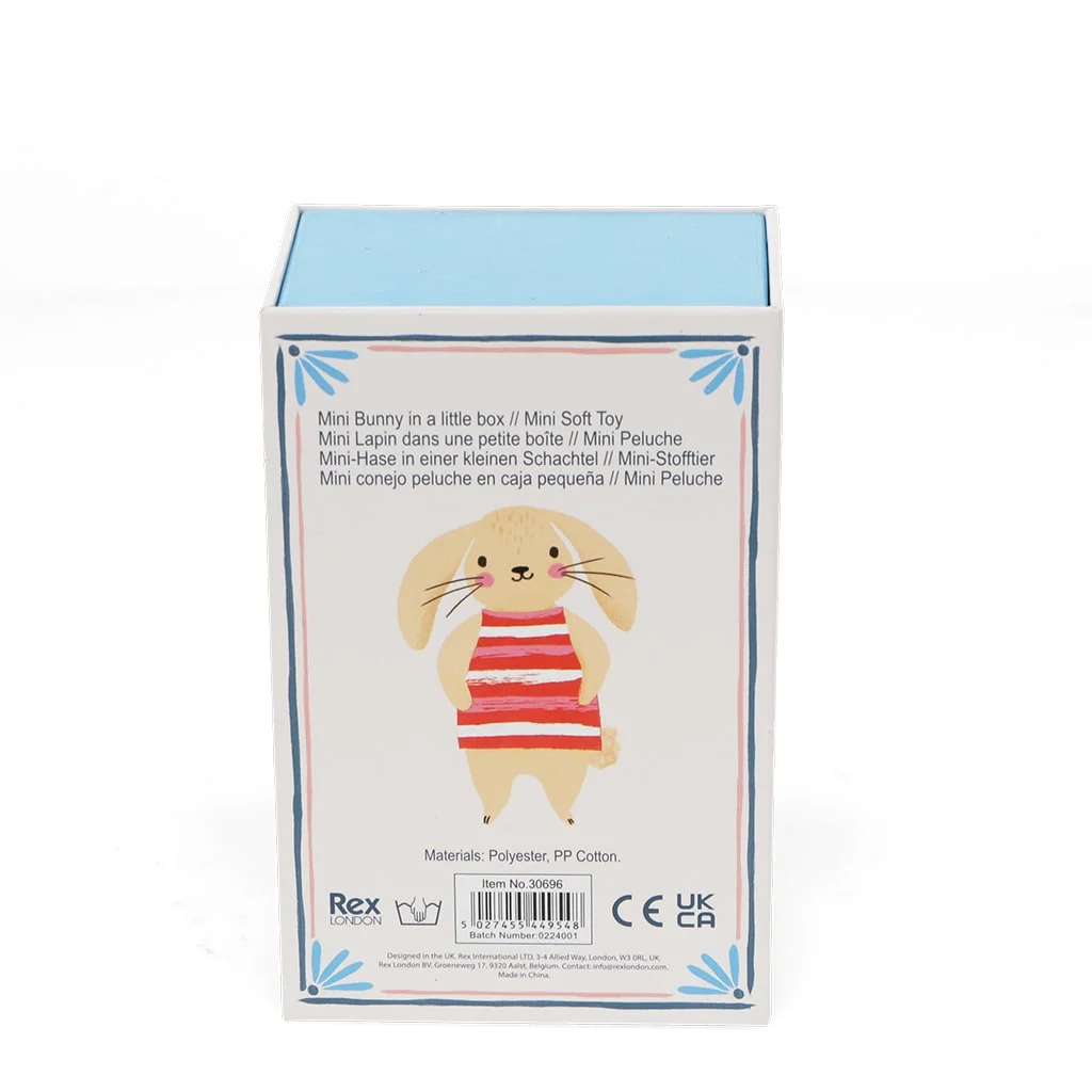 mini bunny in a little box - soft toy