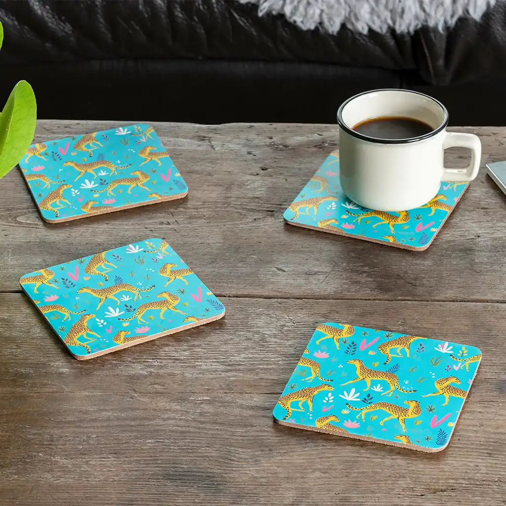 coasters (set of 4) - cheetah