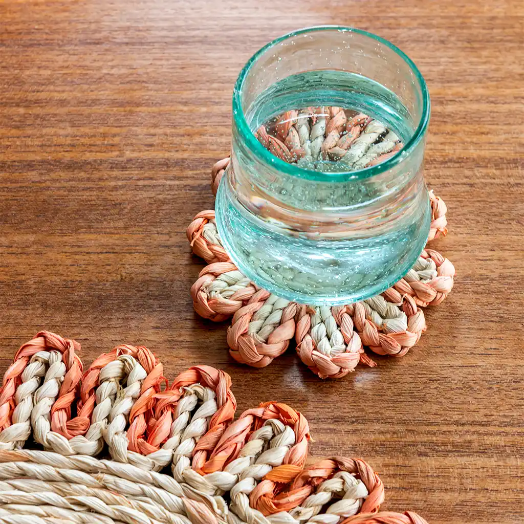 corn husk coaster - orange