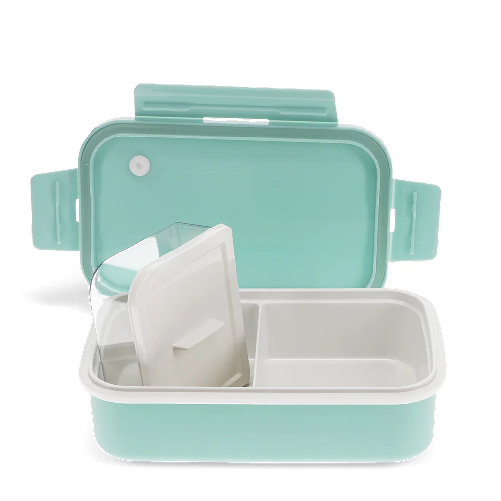 double wall lunch box with divider - pale blue