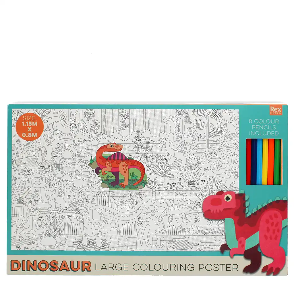 grande affiche à colorier avec crayons - bébés dinos