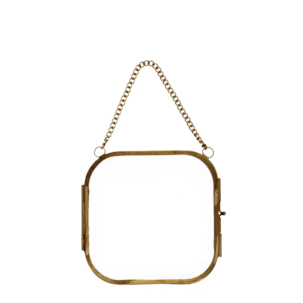 rounded hanging brass frame 10x10cm