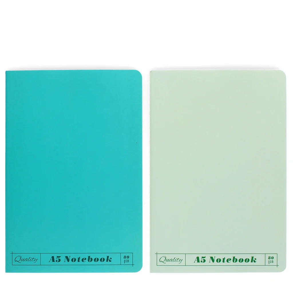 carnets a5 (lot de 2) - vert & aqua