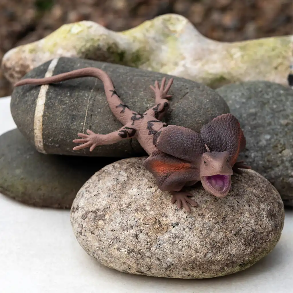 jouet lézard réaliste à col volanté