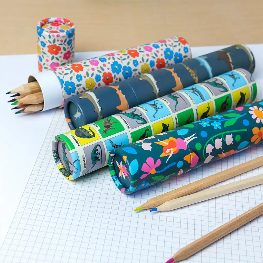 tube long de crayons de couleur - prehistoric land