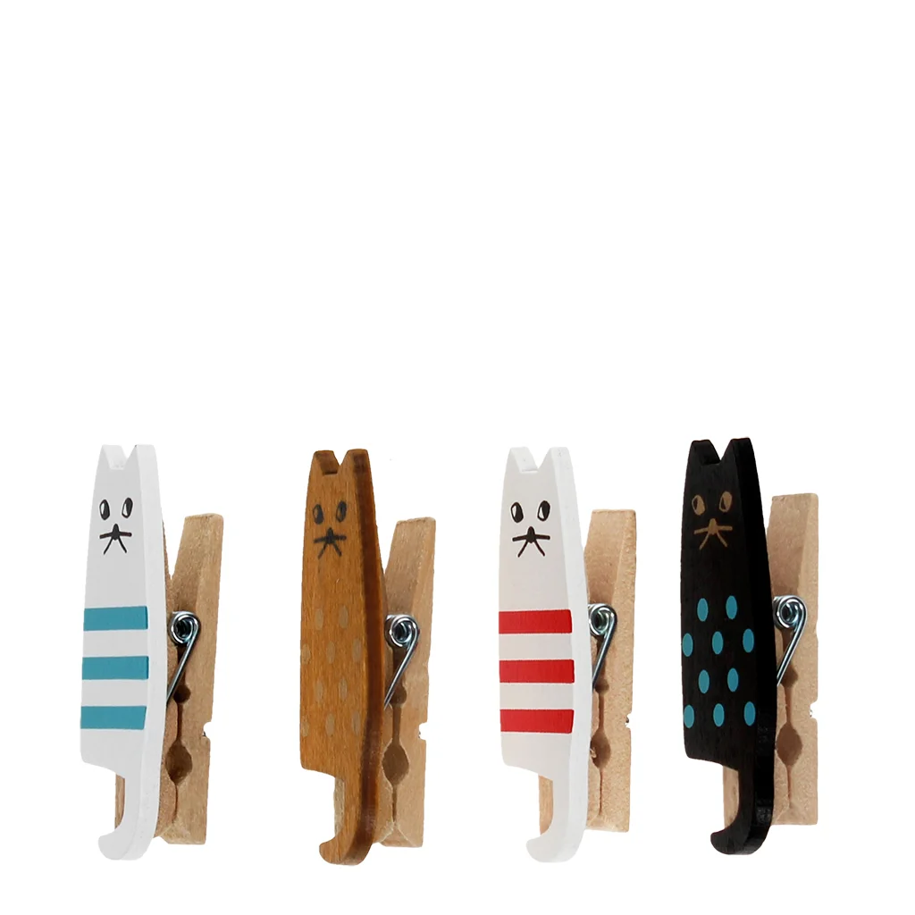 mini pinces en bois (lot de 4) - chats