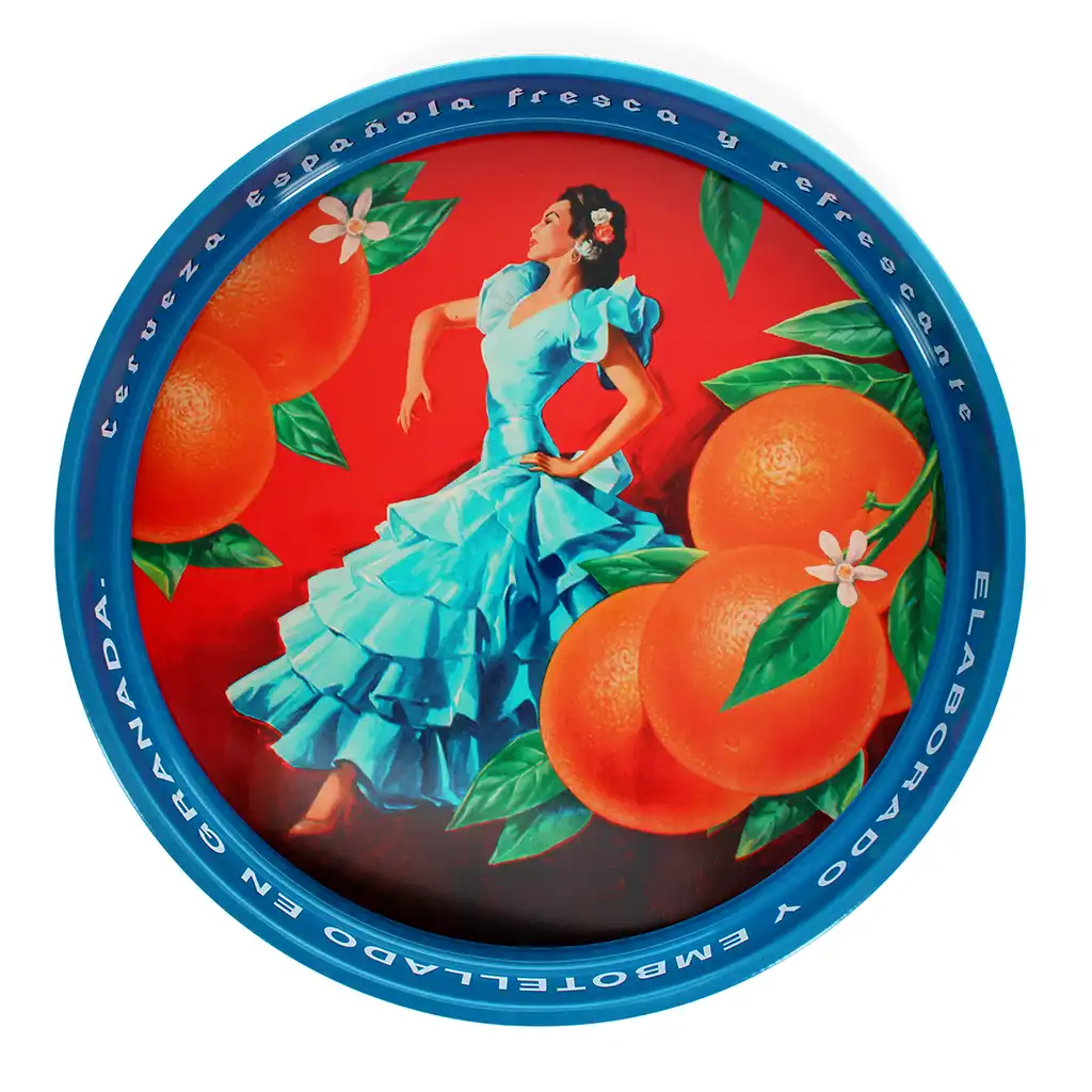 round metal serving tray - cerveza española