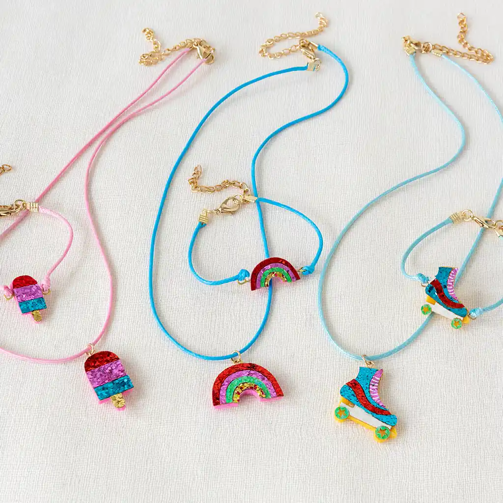 children's glitter necklace - roller skate