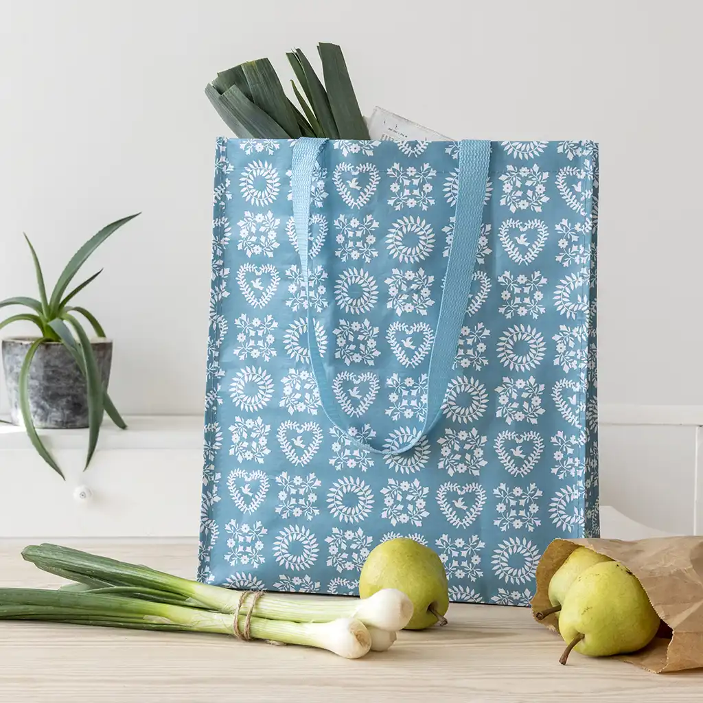 recycled shopping bag - blue friendship