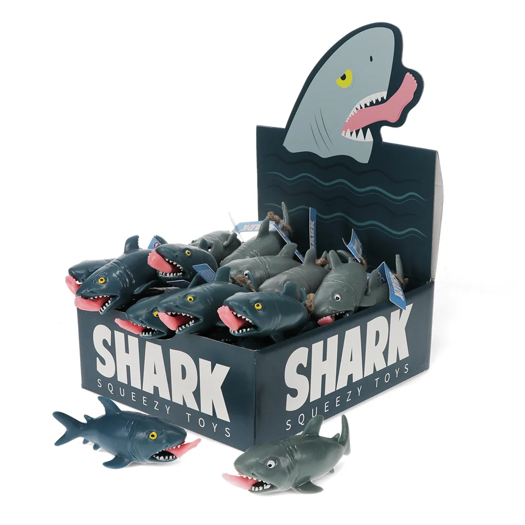 leg-biting shark squeezy toys - assorted