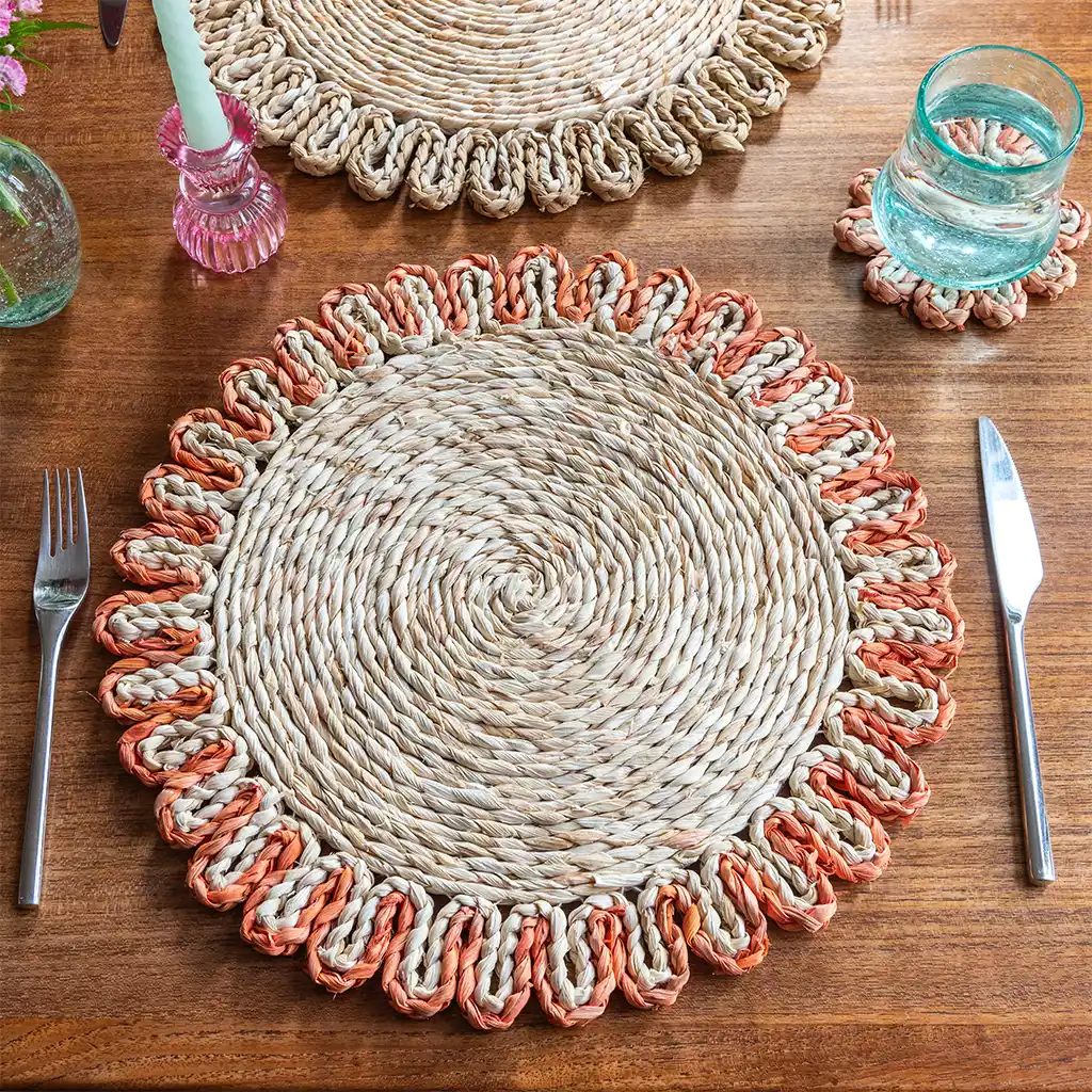 corn husk placemat - orange