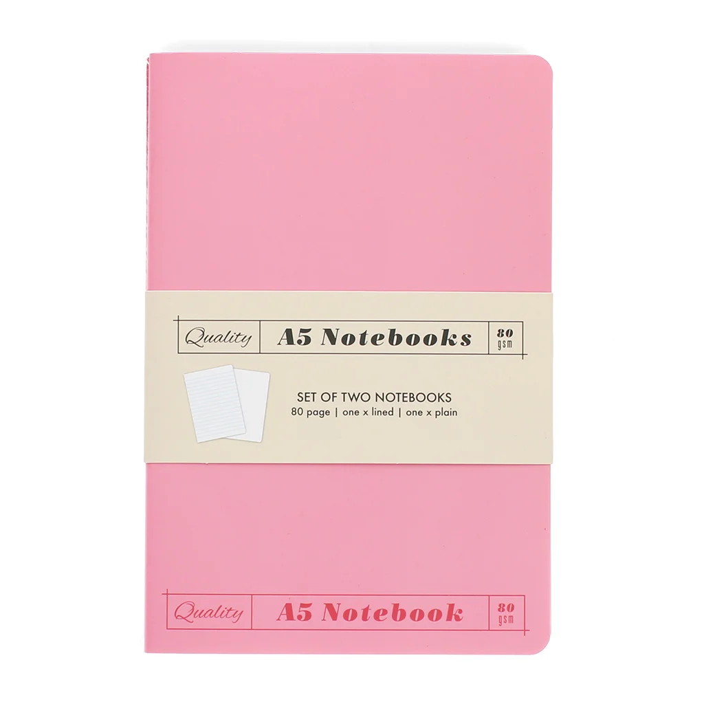 carnets a5 (lot de 2) - roses