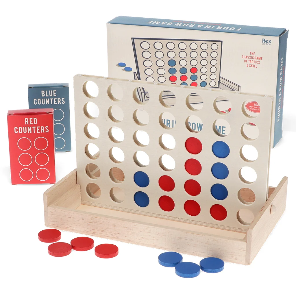 wooden four in a row game set