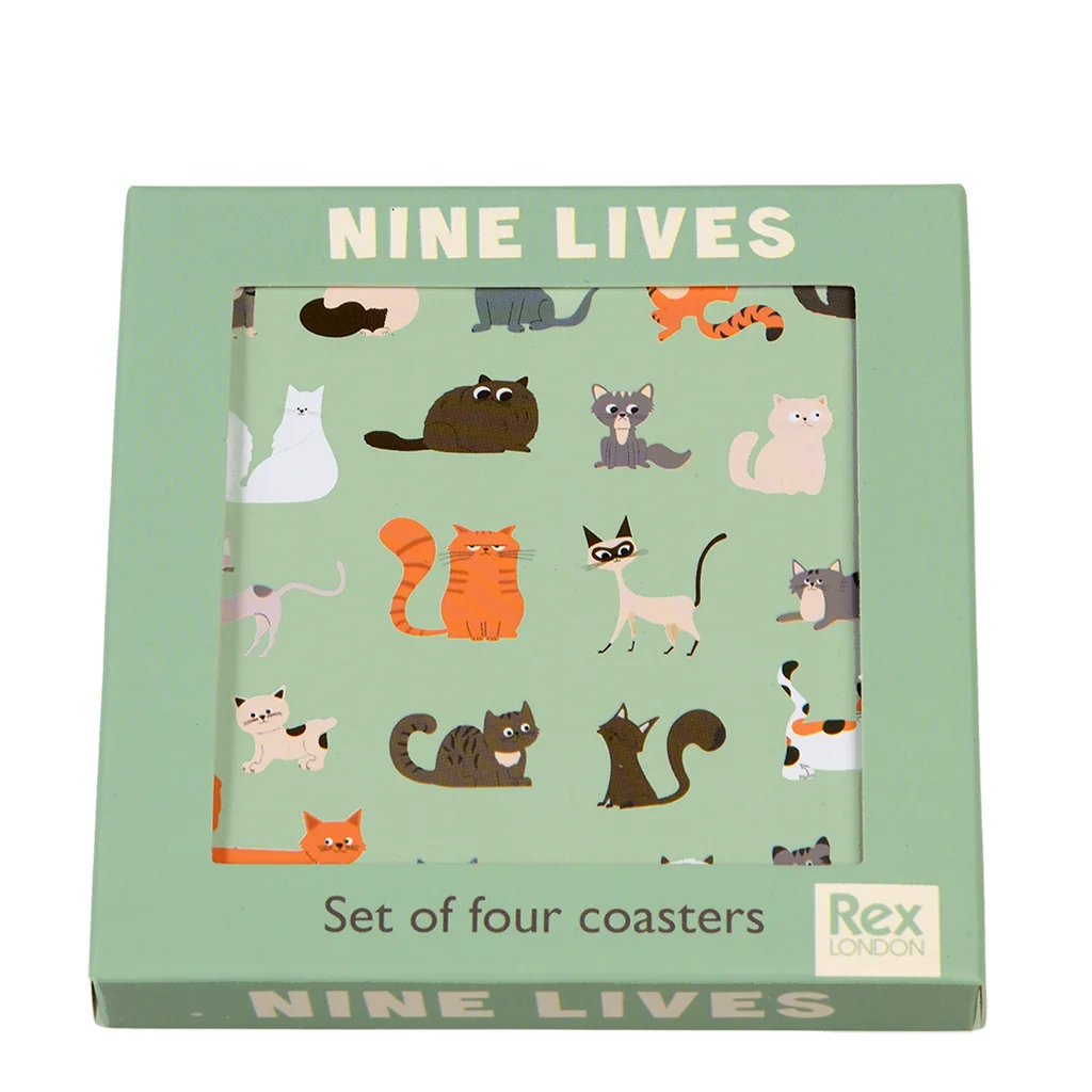 posavasos nine lives (juego de 4)