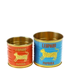 mini retro style storage tins (set of 2) - leopard