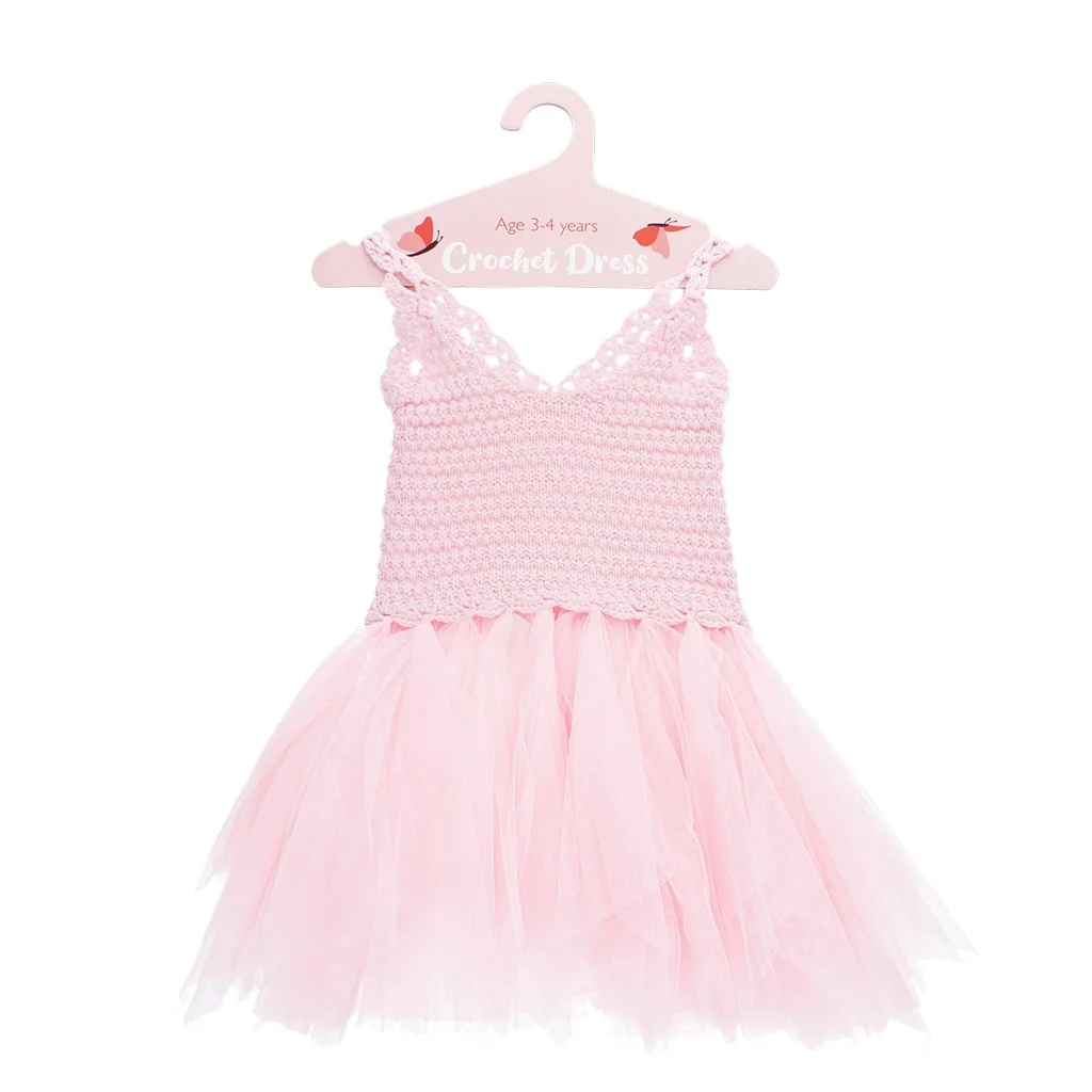 crochet dress (3-4 years) - pale pink