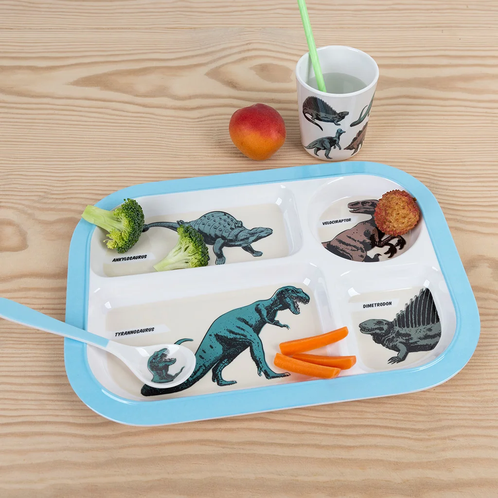 melamine food tray - prehistoric land