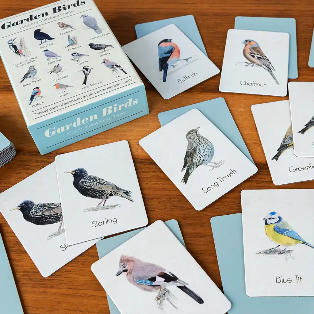 juego de memoria (20 pares) - garden birds