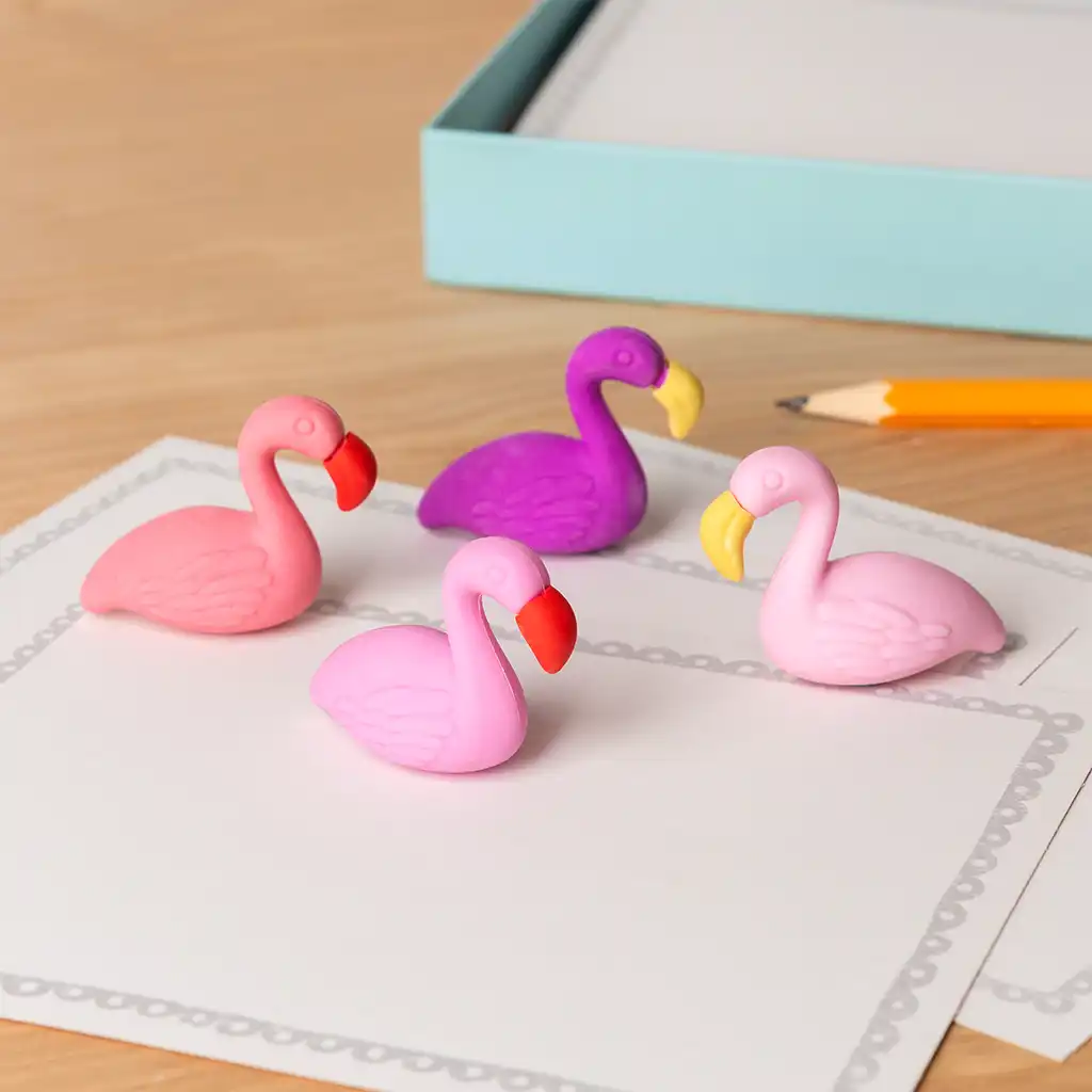 gommes (lot de 4) - flamants roses