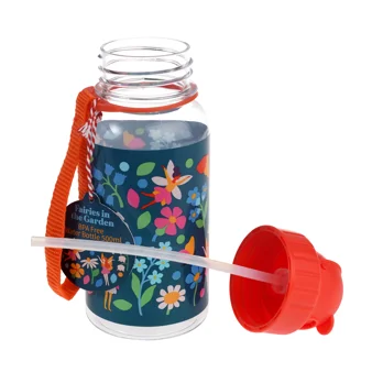 children's water bottle with straw 500ml - fairies in the garden children's water bottle with straw 500ml - fairies in the garden