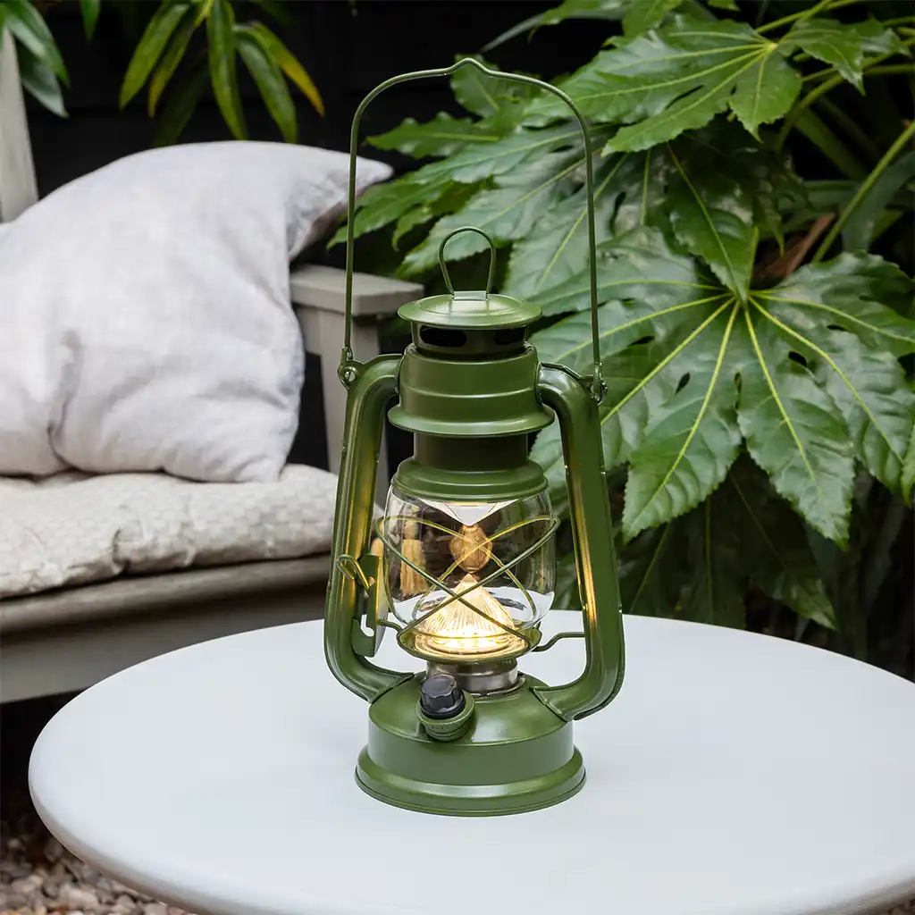 led hurricane lantern - green