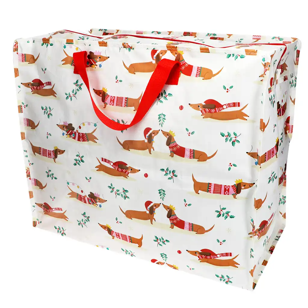 jumbo storage bag - festive sausage dog