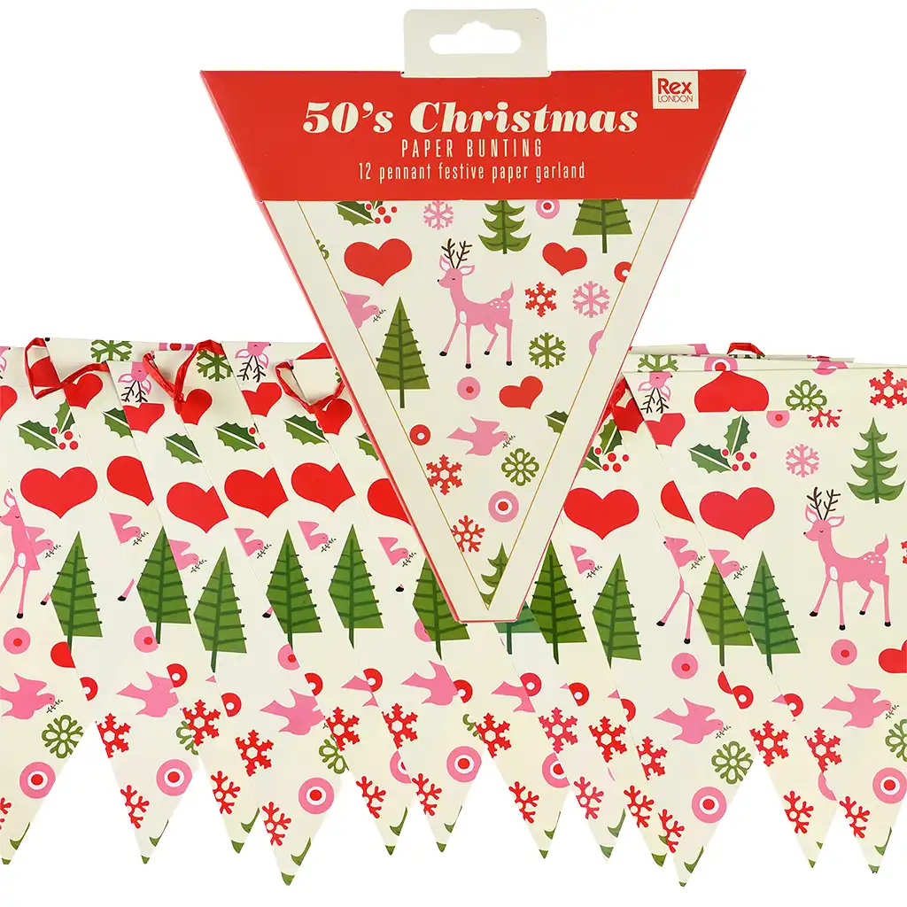 paper bunting (3 metres) - 50s christmas